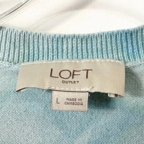 LOFT Large Top Handmade Tie‎ Dye Puff Sleeve Blue Purple Knit Boho Whimsy 1545 - Picture 10 of 10